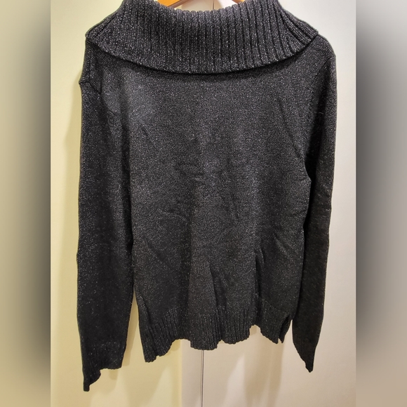 NWOT Anne Klein Cowl Black Sparkle Sweater Sz XL - Picture 3 of 3